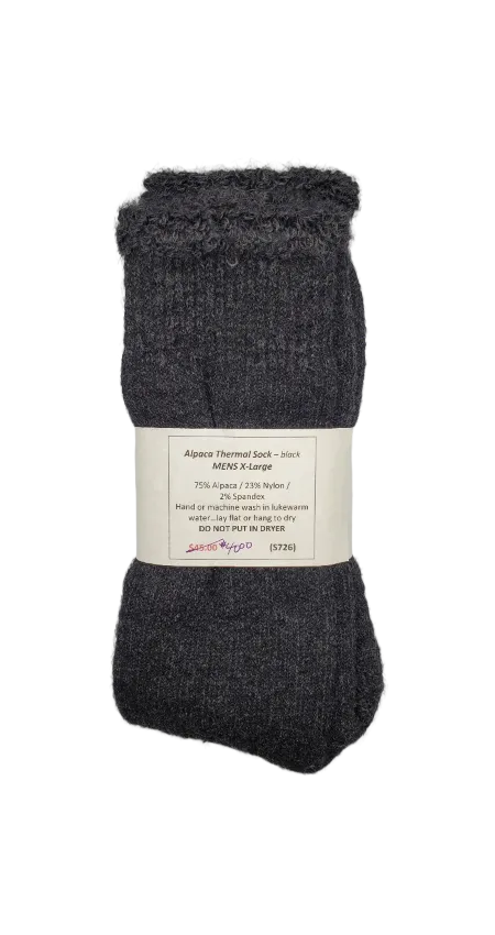 S726 Alpaca Thermal Charcoal Sock XL