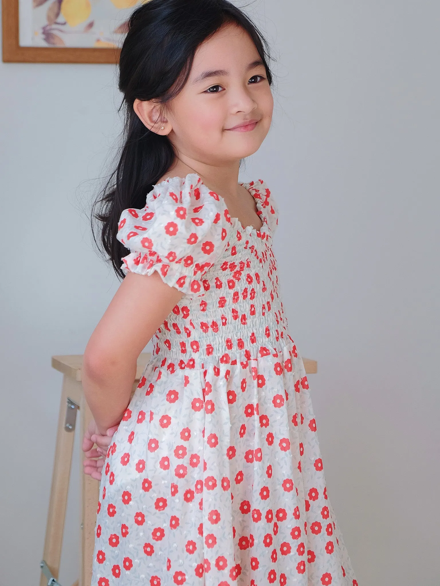 Sabina dress - red dotted (kids)