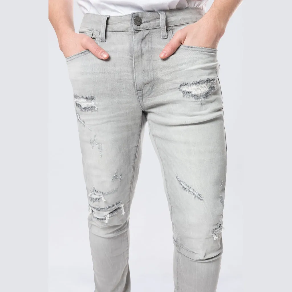 Slim Tapered Vintage Washed Jeans - Cloud Grey