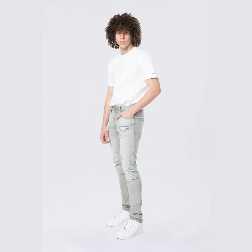 Slim Tapered Vintage Washed Jeans - Cloud Grey