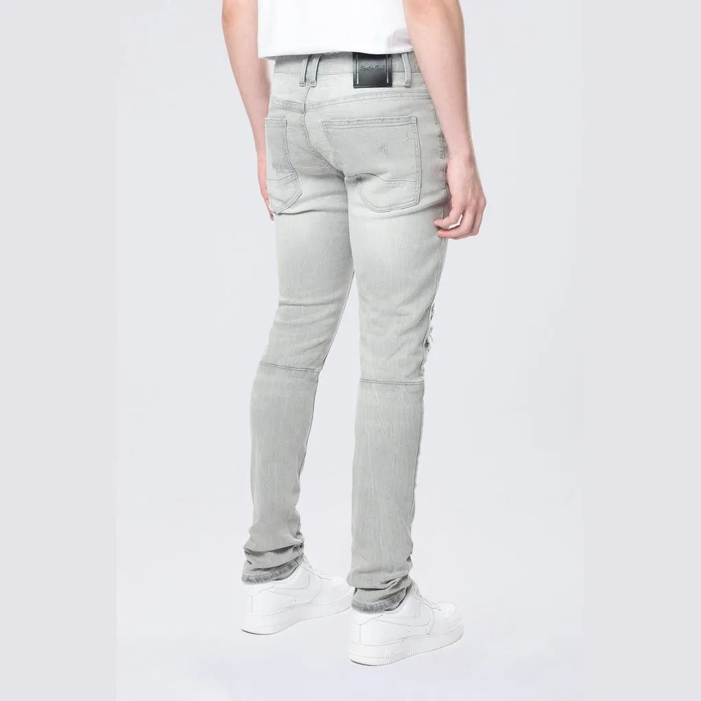 Slim Tapered Vintage Washed Jeans - Cloud Grey