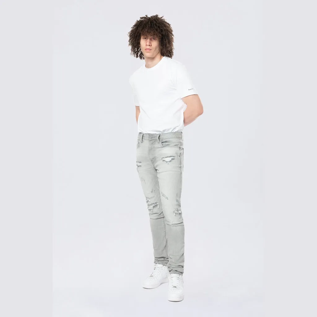 Slim Tapered Vintage Washed Jeans - Cloud Grey