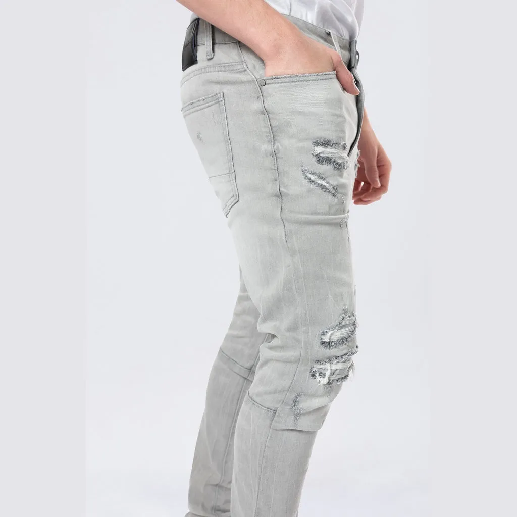 Slim Tapered Vintage Washed Jeans - Cloud Grey