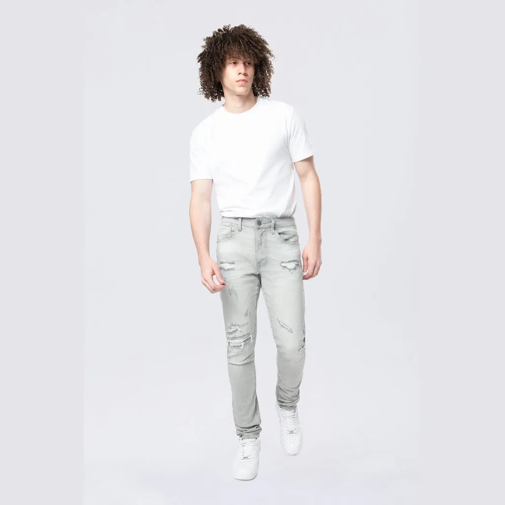 Slim Tapered Vintage Washed Jeans - Cloud Grey