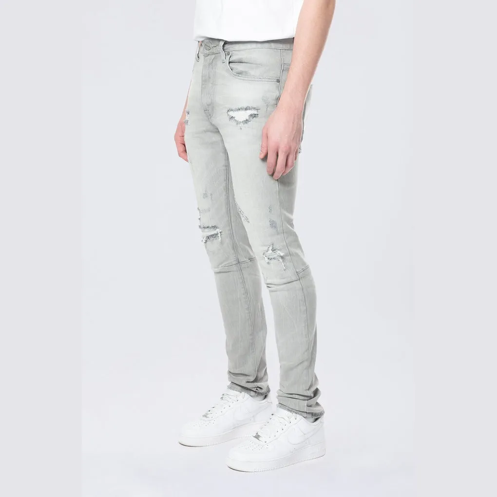 Slim Tapered Vintage Washed Jeans - Cloud Grey