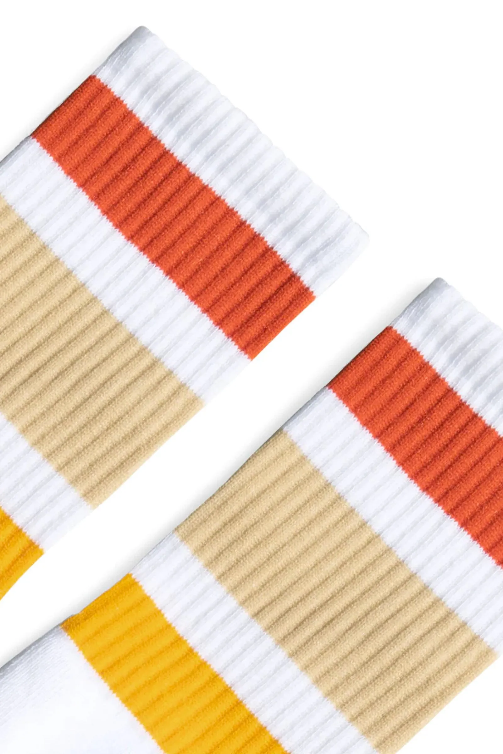 Socco - Striped Crew Socks - Orange/Khaki/Yellow