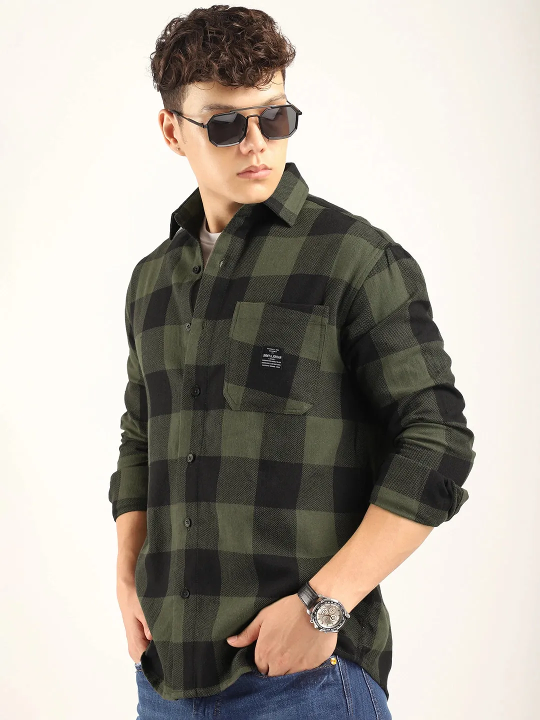 Square Couture Olive Check Shirt