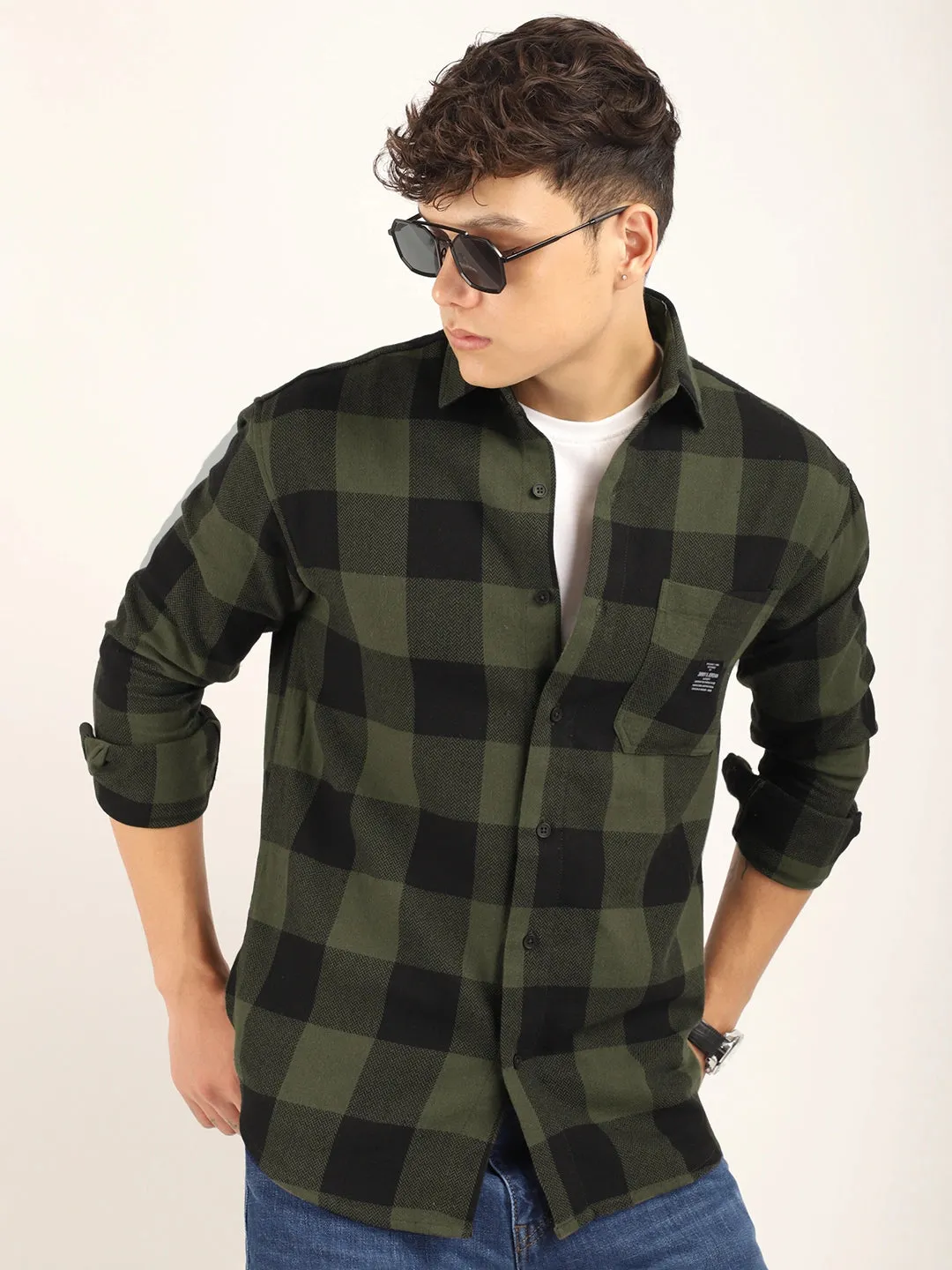 Square Couture Olive Check Shirt