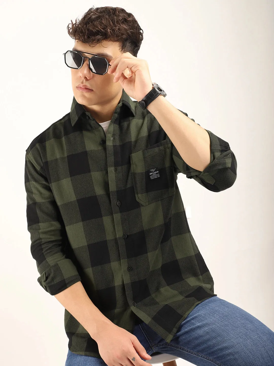 Square Couture Olive Check Shirt