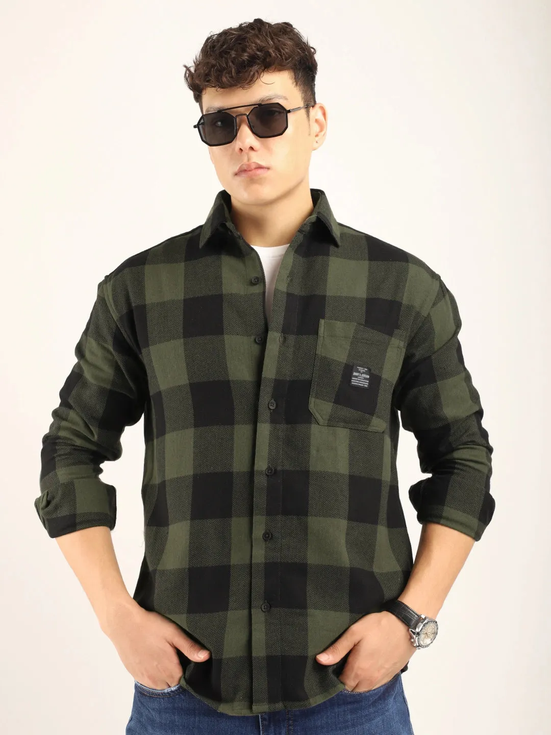 Square Couture Olive Check Shirt