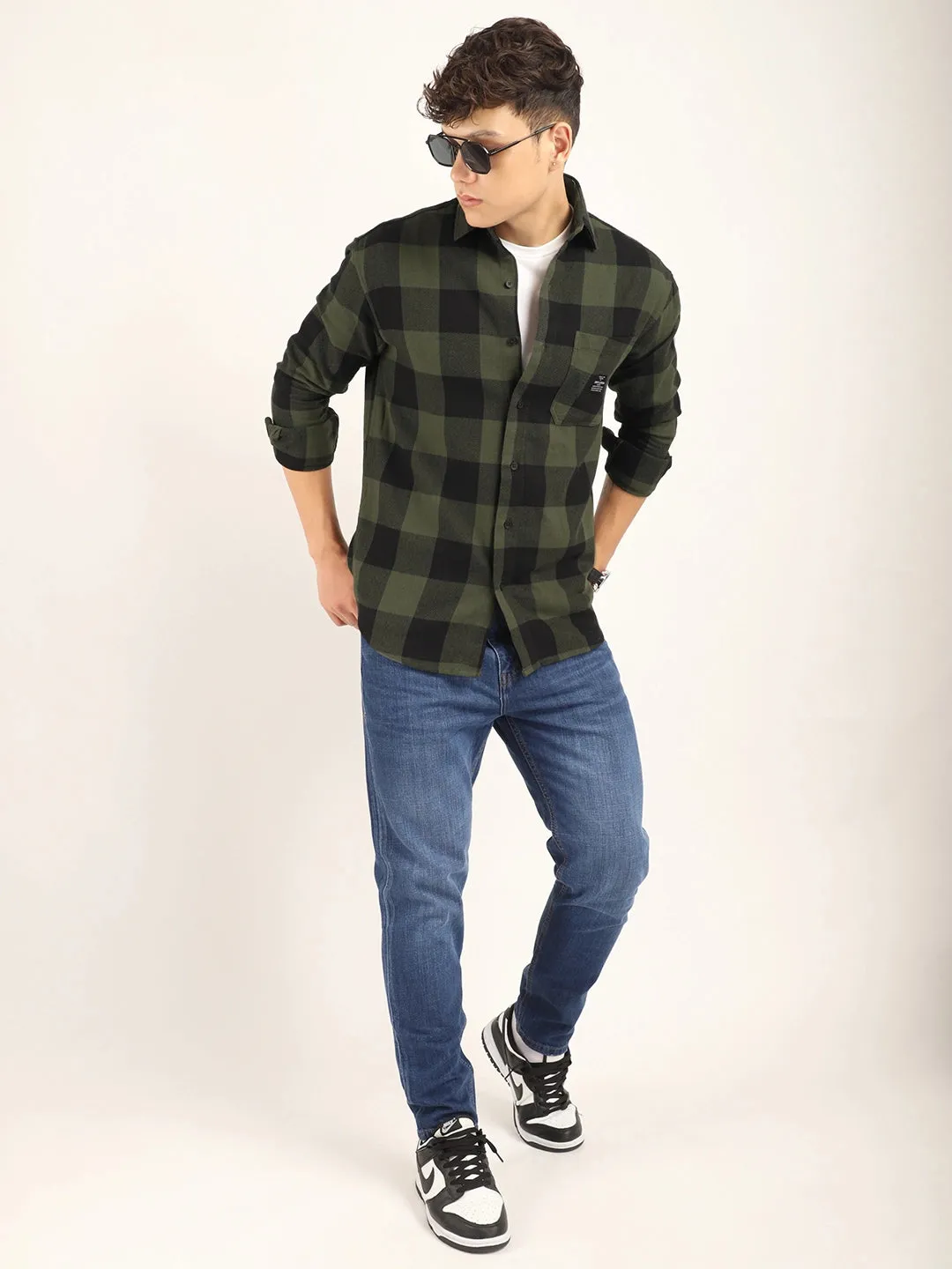 Square Couture Olive Check Shirt