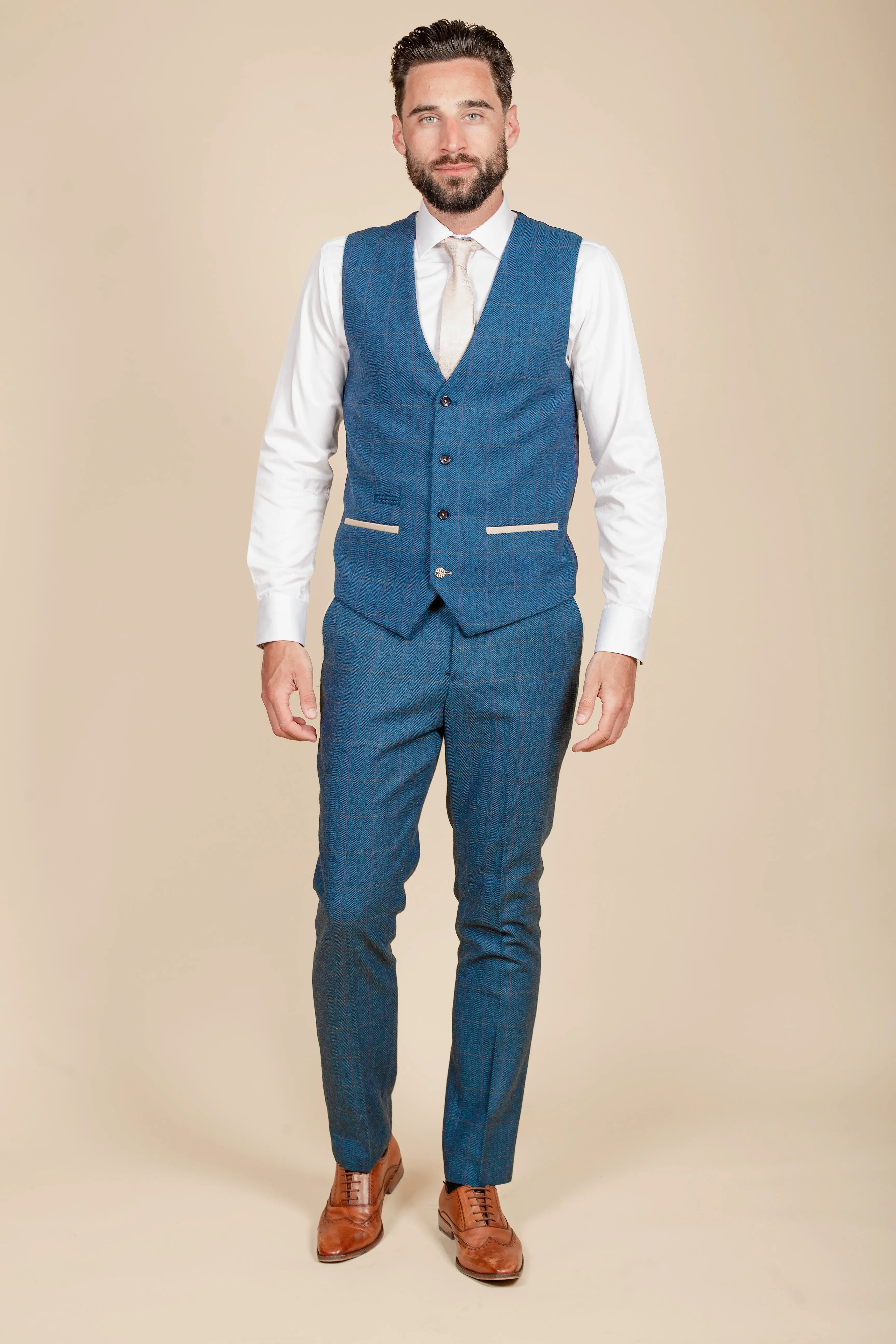 The Everton Collection | DION Blue Tweed Suit With Kelvin Waistcoat Team Suit