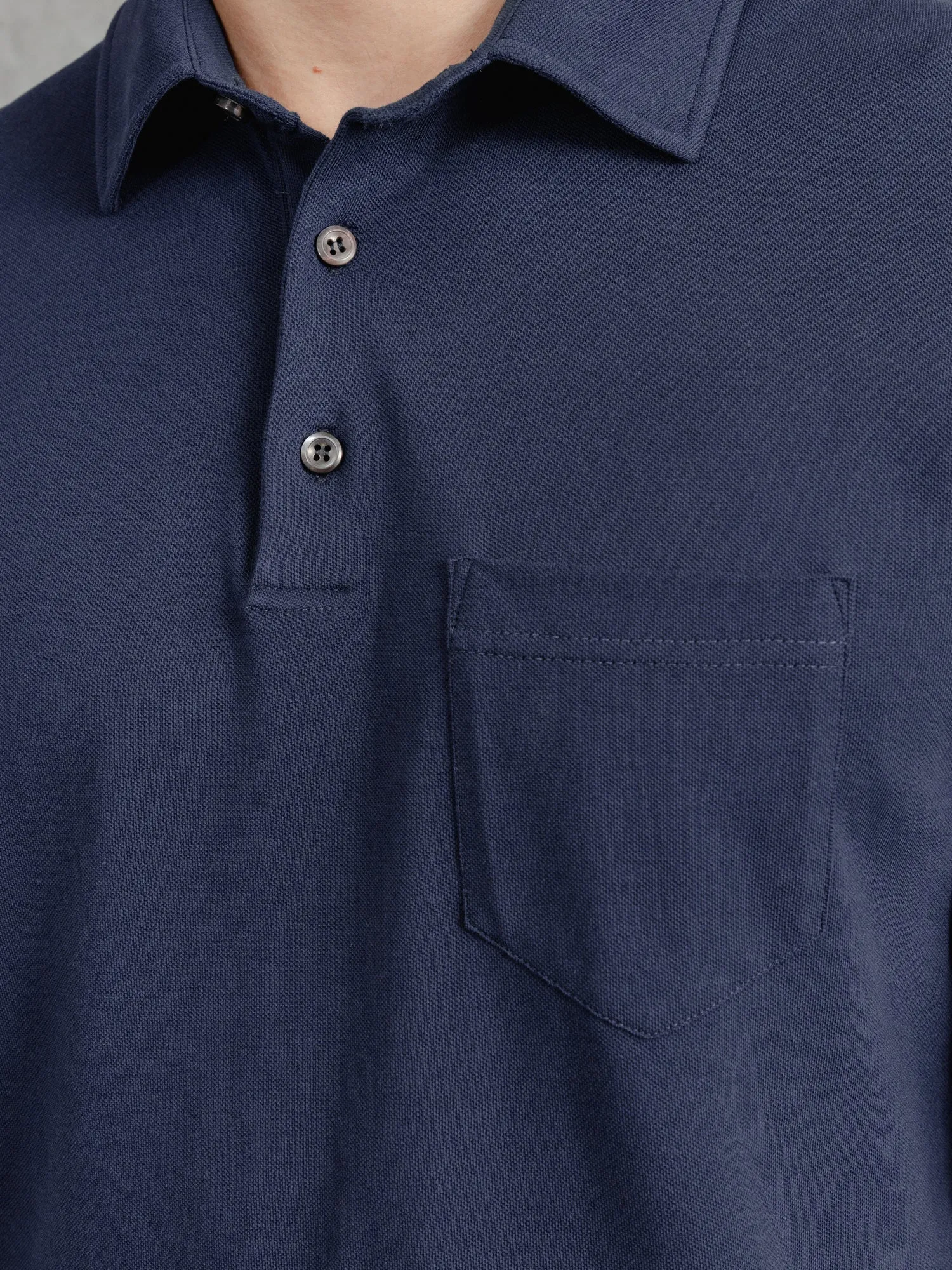 The Long Sleeve Edmond Pique Polo - Ink