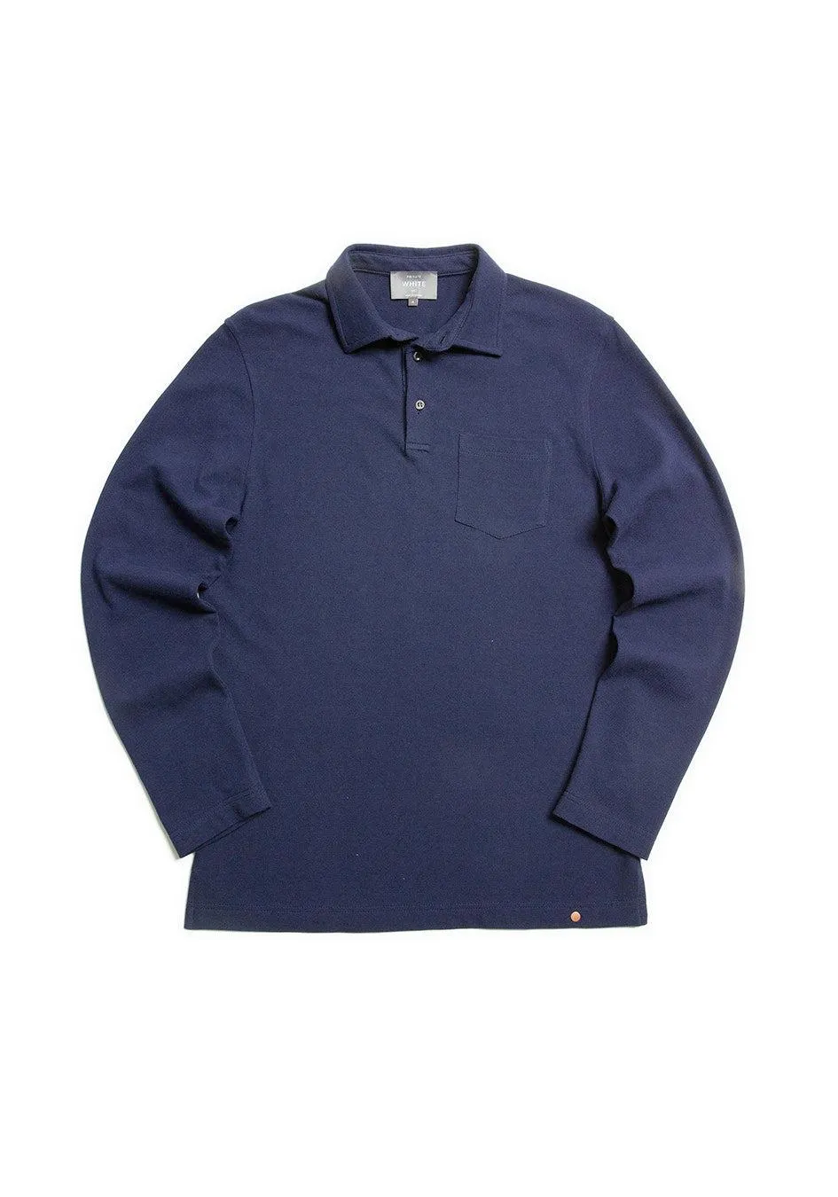 The Long Sleeve Edmond Pique Polo - Ink