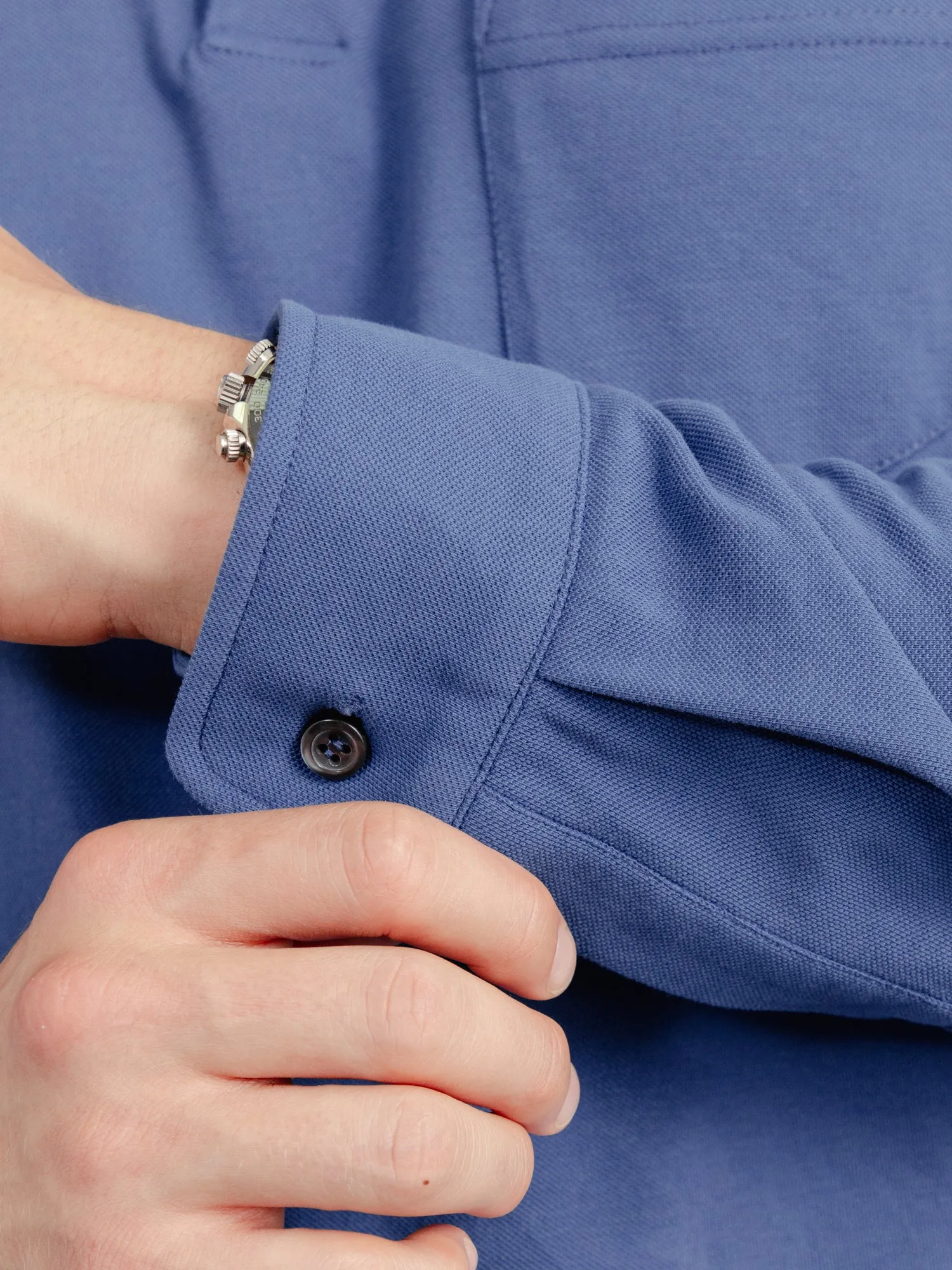 The Long Sleeve Edmond Pique Polo - Prussian Blue