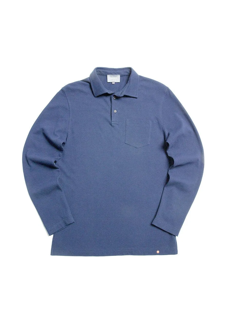 The Long Sleeve Edmond Pique Polo - Prussian Blue