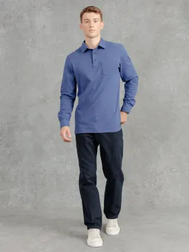 The Long Sleeve Edmond Pique Polo - Prussian Blue