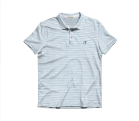 YOUTH Heathered Azalea Navy & White Stripe Polo