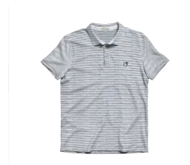 YOUTH Navy & White Heathered Azalea Stripe Performance Polo